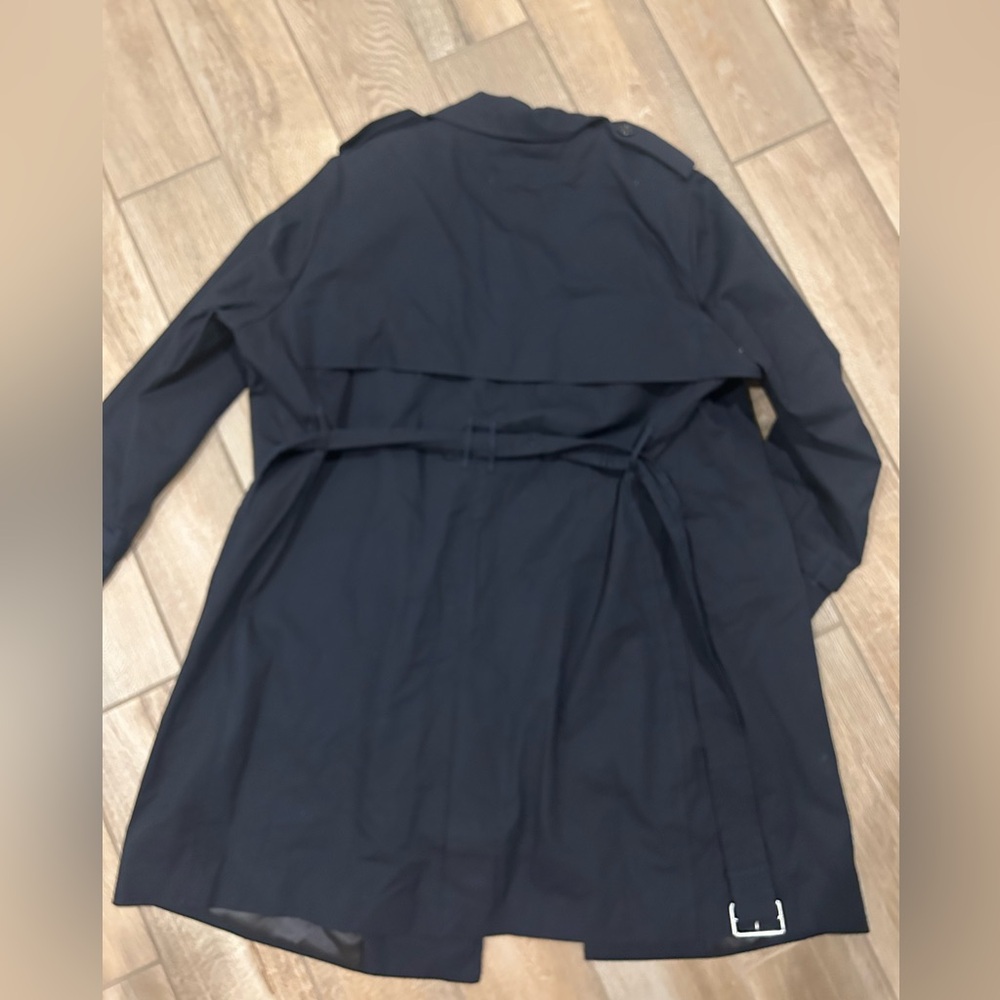 Mango MNG navy blue double-breasted water-repellent trench coat with a belt 2XL - Picture 11 of 12